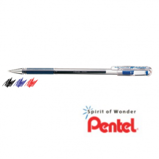 Gel Pen, Pentel Hybrid ball point pen, black, blue, red ink,