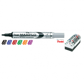 Pentel Maxiflow White board Marker, black, blue, red, green, orange, purple, eraser,