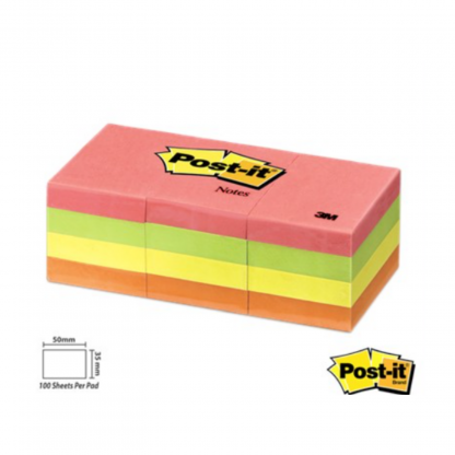Stationery Wholesalers| Post-it Neon Notes, 35x50 , Pink , Green , yellow, orange , 100 Sheets