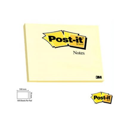 Stationery Wholesalers| Post-it Notes, Sticky Notes , Pastel Yellow Notes, 100 Sheets Per Pad 75x100, Pastel Yellow